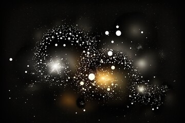 Fototapeta premium Image of stars floating over light spots on black background