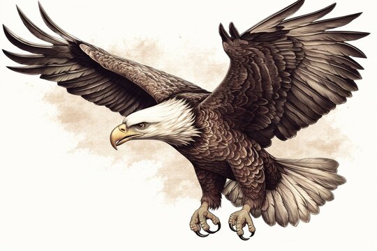 American eagle isolated on white background. Generated by AI