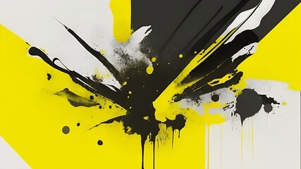 Abstract Painting. Colorful splash of painting. Black and yellow paint. generative AI