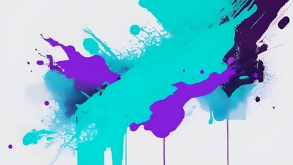 Abstract Painting. Colorful splash of painting. generative AI. Lavender teal