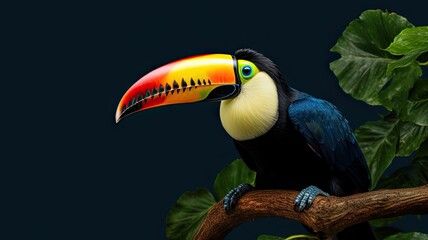 Fototapeta premium Toucan sitting on the branch AI generative