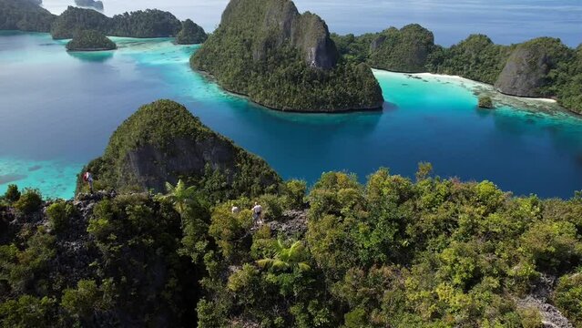 Breath taking view from trekking point in Wayag, Raja Ampat, Indonesia. Lost Paradise