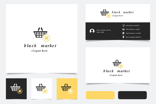 Black market logo design with editable slogan. Branding book and business card template.