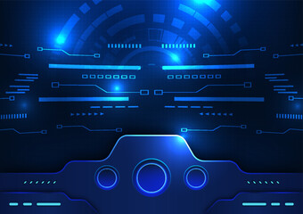 Modern technology control screen background It is a screen suitable for using technology, games, spaceships, luxury, modern, and used as a poster or background. Emphasize the use of dark blue tones.