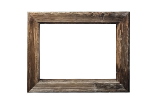 PNG high resolution Old rustic Wooden photo frame or old rustic wood frame. generative ai	