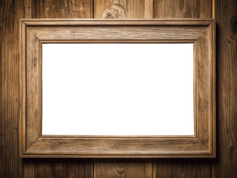 PNG natural wooden photo frame or Wood frame. generative ai	