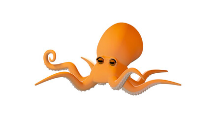 cute octopus character 3D rendering