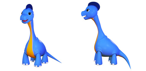 Cute Brontosaurus character 3d rendering.