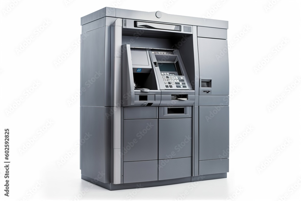 Poster atm isolated on white background. generated by ai