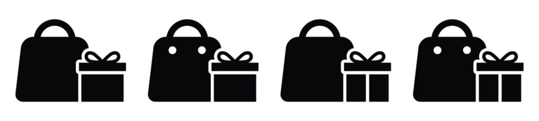 Shopping bag with gift box icon, vector illustration