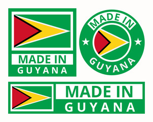 Vector set made in Guyana design product labels business icons illustration