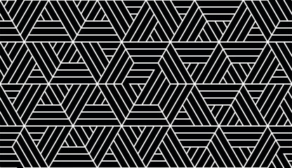 Abstract geometric pattern with stripes, lines. Seamless vector background. White and black ornament. Simple lattice graphic design