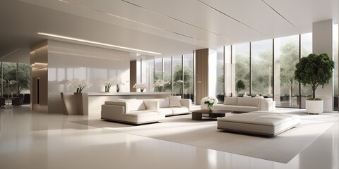 Obraz na płótnie Canvas Elegant Modern Lobby Interior Design AI Generated