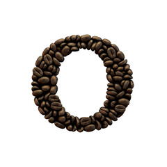 Letter O coffee bean font. alphabet lettering. 3D Rendering