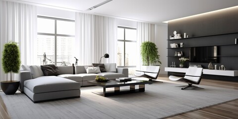 Obraz na płótnie Canvas Chic Modern Living Room Interior AI Generated