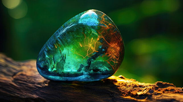 Polished Chrysocolla crystal. Rare precious gemstone. Generative AI