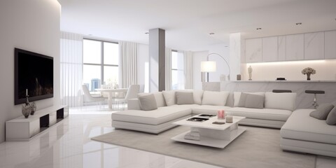 Fototapeta na wymiar Chic Modern Living Room Interior AI Generated