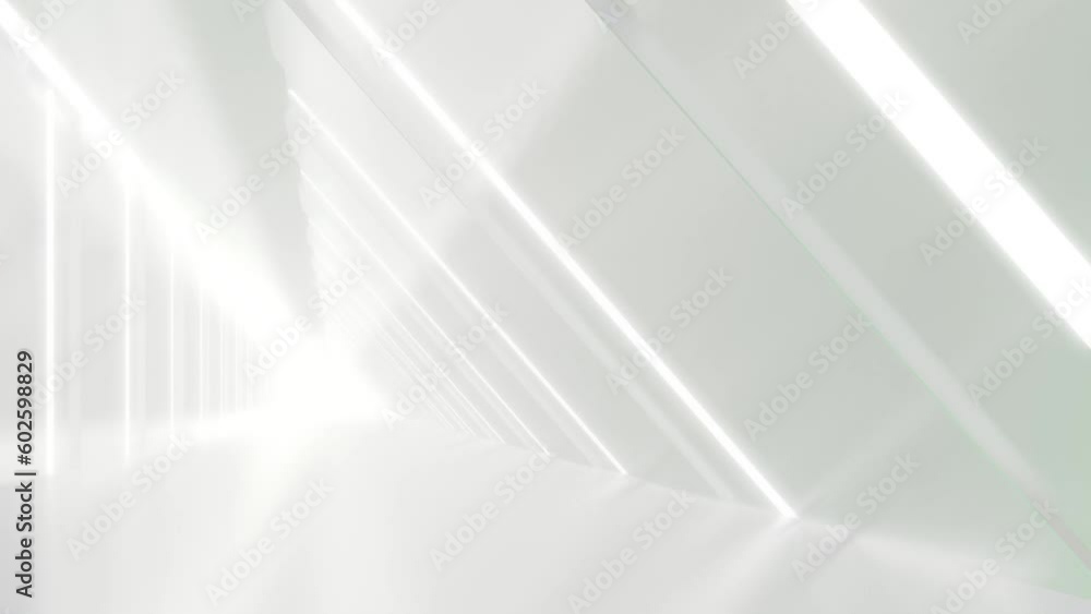 Poster abstract white futuristic triangle tunnel architecture, loop animation.