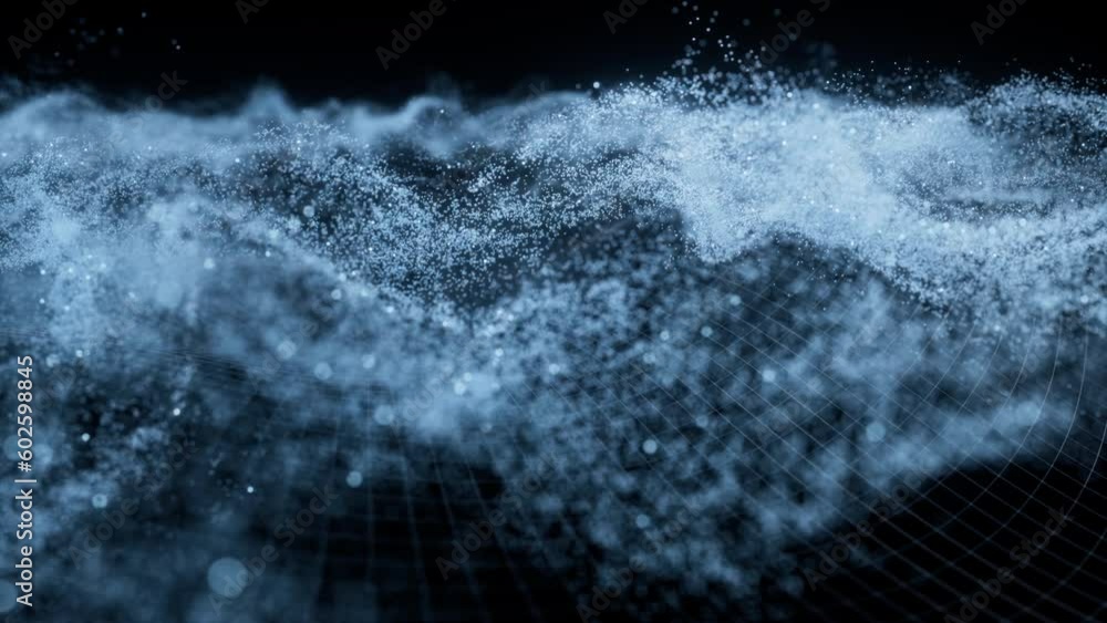 Poster abstract wave particles background, 3d rendering.
