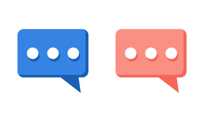 Blue and pink bubble message chat social media icon vector design