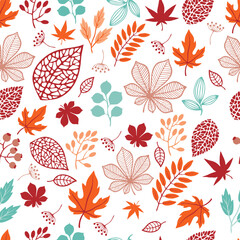 seamless pattern with autumn leaves