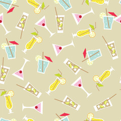 seamless pattern with glasses and drinks