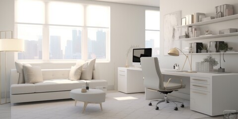 Fototapeta na wymiar Modern Stylish Home Office Setup AI Generated