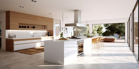 Fototapeta na wymiar Sleek Modern Kitchen Interior Design AI Generated