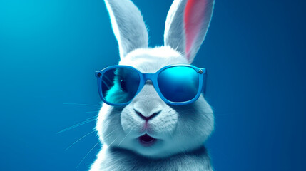 Naklejka na ściany i meble Rabbitb fun with sunglasses