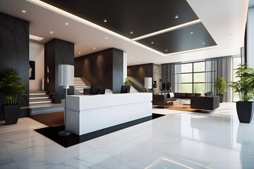 The Ultimate Modern Office: Sleek Reception Desk for Cutting-Edge Concierge Services in a Contemporary Building