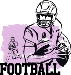 American football player vector sketch illustration