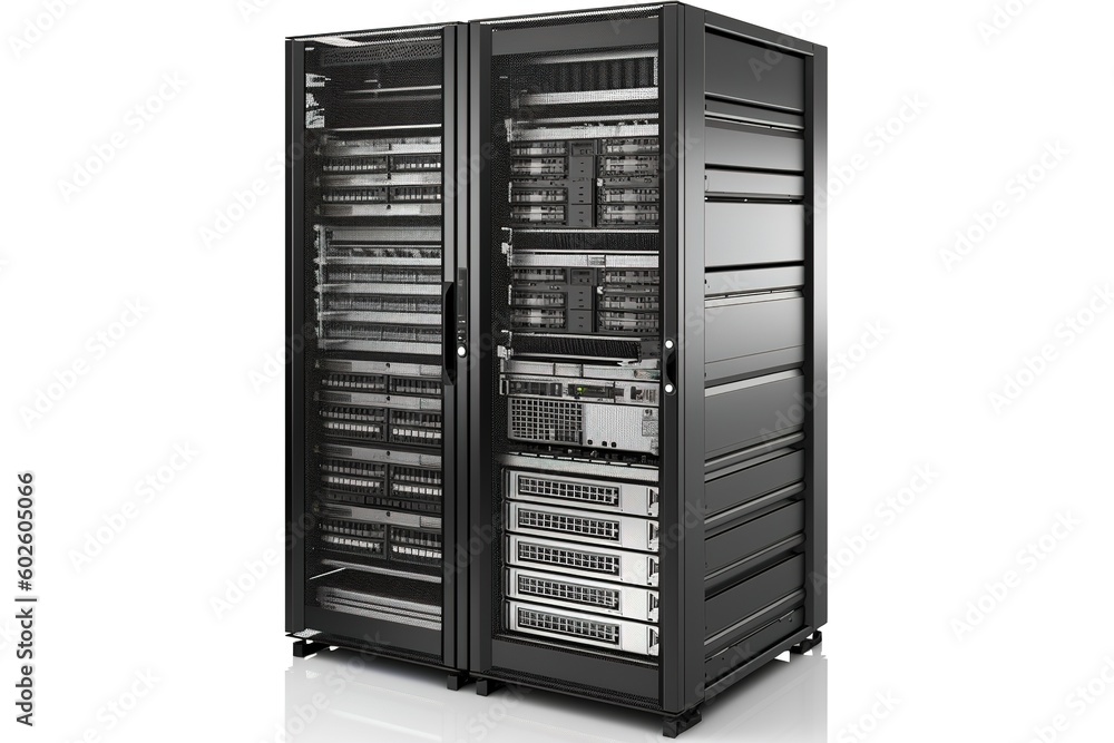 Aufkleber server rack isolated on white background. Generated by AI