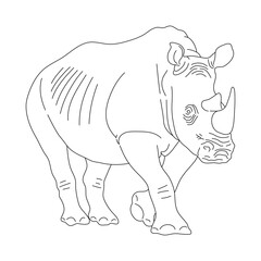 Sketch of Rhinoceros drawn by hand. Vector hand drawn illustration.