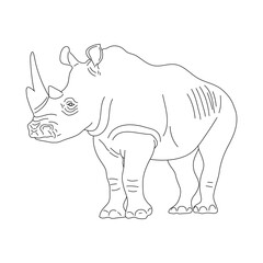 Doodle of Rhinoceros. Hand drawn vector illustration.