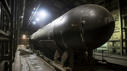 Invisible Threat: The Large Nuclear Warhead in a Warehouse, made with Generative AI