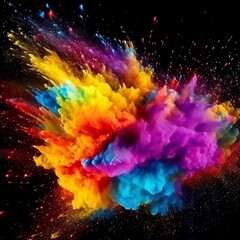 Colorful Rainbow Holi Paint Splash: Color Powder. Generative AI