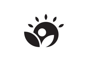 leaf and sun in the shape of circle abstract logo icon vector