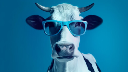 cool_cow_with_sunglasses, background blue