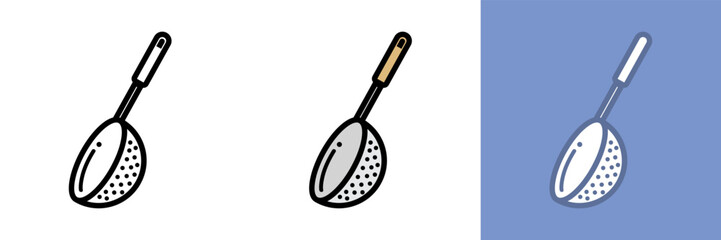 Strainer Icon, The Strainer icon represents an essential kitchen tool used for filtering and draining liquids and solids from food, such as pasta, vegetables, and fruits.