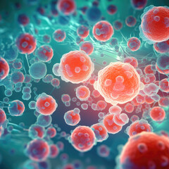 toxin microorganism microscopic life cells virus - by generative ai - obrazy, fototapety, plakaty