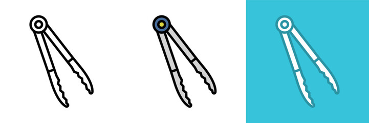 Tongs Icon, The Tongs icon represents a versatile kitchen tool used for grilling, serving, and cooking.