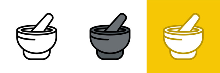 Mortar Icon, The Mortar icon represents a traditional kitchen tool used for grinding and mixing spices, herbs, and other ingredients.