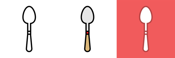 Spoon Icon, Spoon icon is an essential kitchen utensil for cooking and serving food. The icon is commonly used in recipe apps, cooking websites, and food-related designs. 