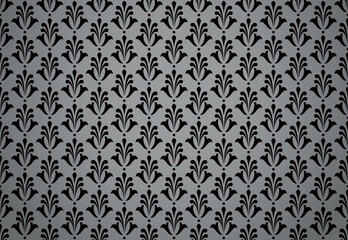 Flower geometric pattern. Seamless vector background. Black and gray ornament. Ornament for fabric, wallpaper, packaging. Decorative print