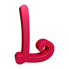 Pink alphabet letter l in 3d rendering for education concept