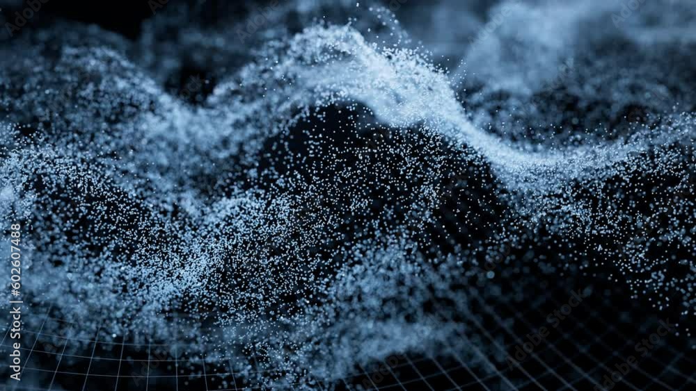 Poster abstract wave particles background, 3d rendering.