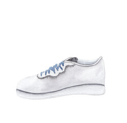 White sneakers Clothes illustrations Watercolor hand painted clipart Great for shop design, posters, greeting cards, flyer, sale banner, educational material 