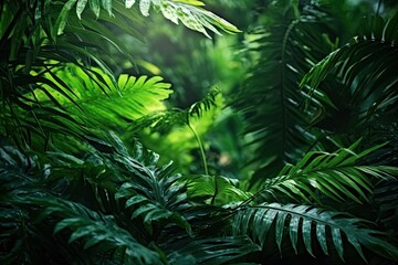 Fresh Green Leaves,Close Up nature view of green leaf and palms background, Flat lay,Generative, AI, Illustration.