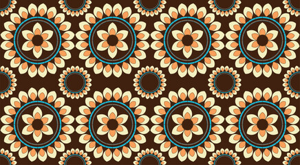 Seamless pattern with ethnic mandalas. Indian motifs.
