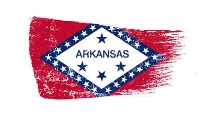 Arkansas Flag Designed in Brush Strokes and Grunge Texture